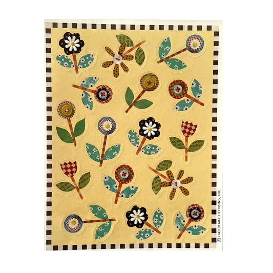 HALLMARK: Quilted Flowers on Yellow Stickers