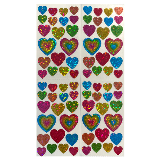 HAMBLY: Multicolored Mixed Hearts glitter stickers